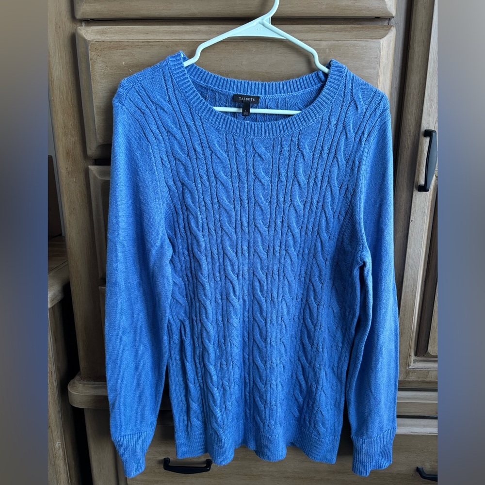 Talbots Blue Cable Knit Sweater, size large